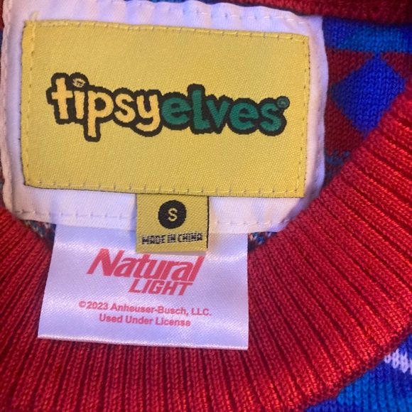 NWT Natural Light Beer Tipsy Elves Crew Neck Ugly Xmas Christmas Sweater - Picture 4 of 5